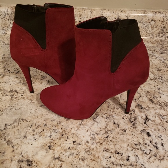 Thalia Sodi Briea Burgandy Ankle Boots - Picture 3 of 4